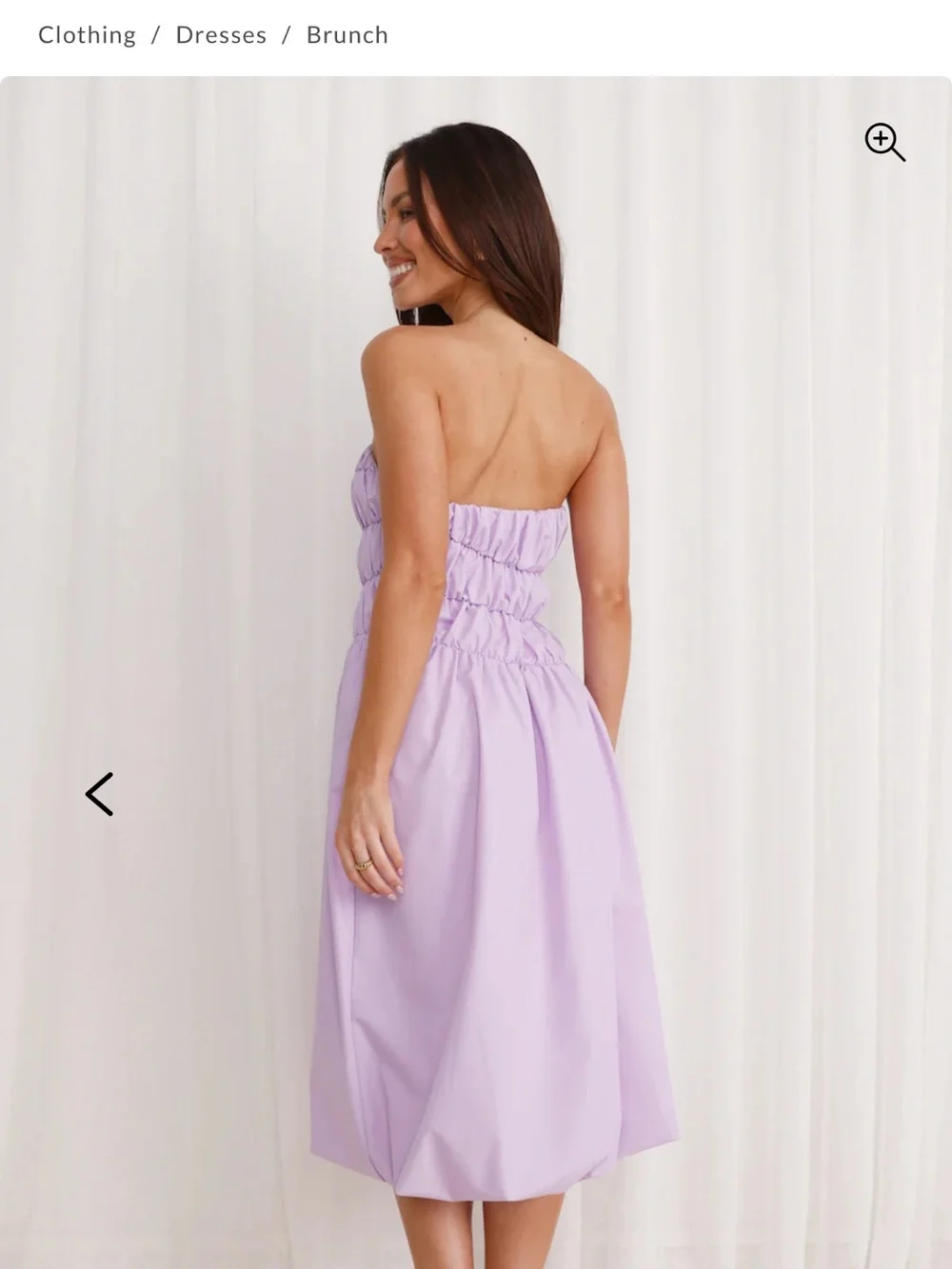HELLO MOLLY STELLA STRAPLESS BUBBLE MIDI DRESS LILAC